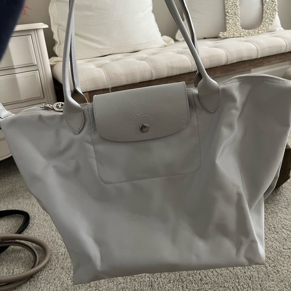 Silver long champ bag